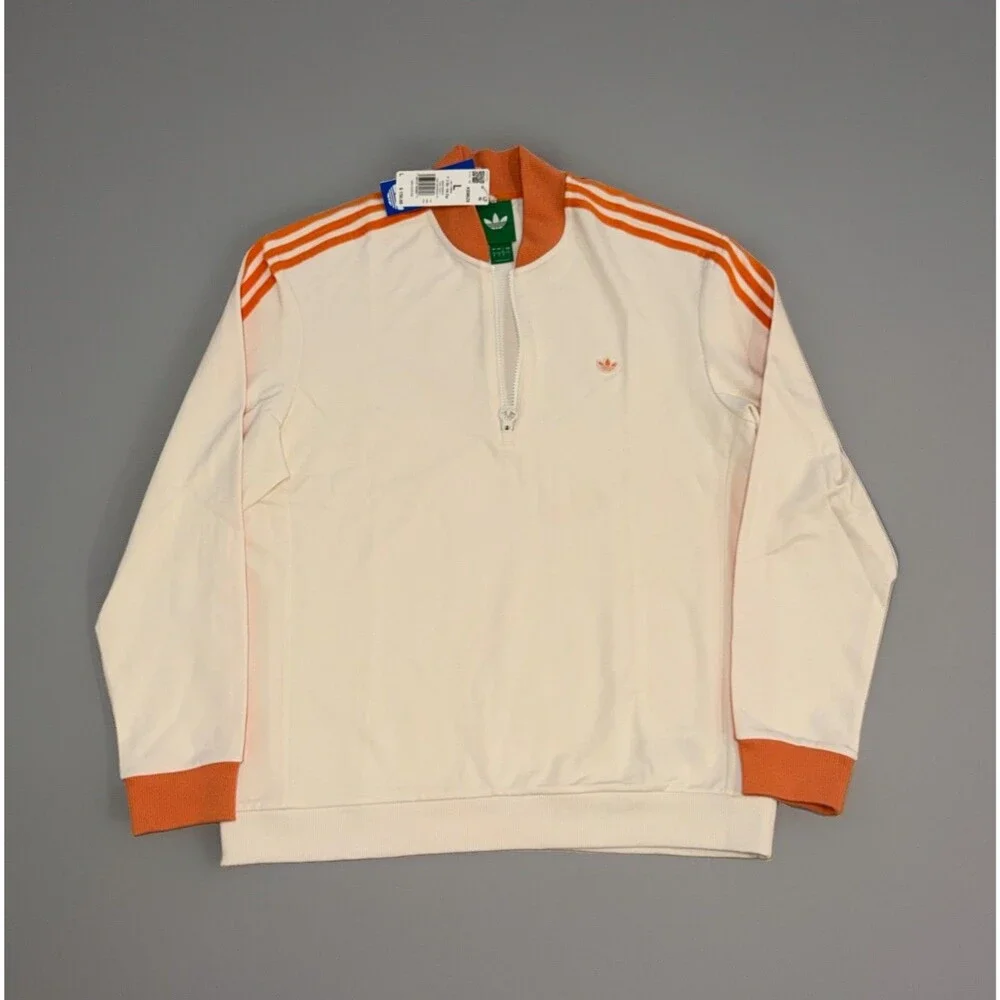 NWT Adidas Originals Golf 1/4 Zip Sweatshirt White/Orange KB8628 Men's Size L